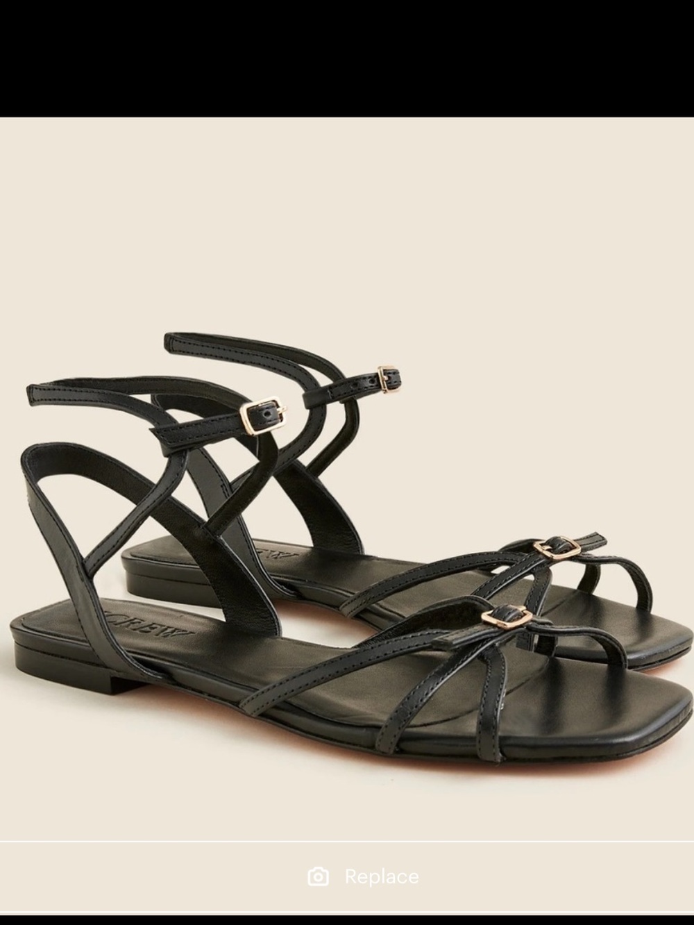 J CREW NEW CAPRI LEATHER STRAPPY BUCKLE SANDALS BLACK NWT SZ 8